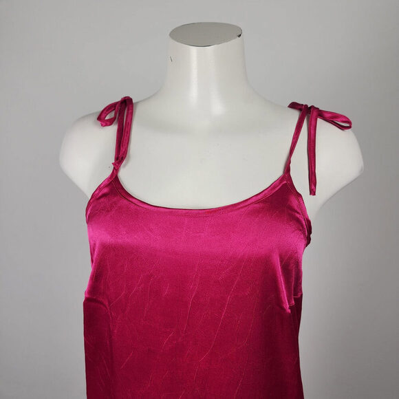 Vintage C.J. Selections Pink Silky Pleated Midi Slip Dress Size 7/8 - Picture 2 of 9